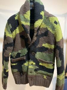 1piu1uguale3 ウノピュウノ　SHAWL CARDIGAN BIG CAMO サイズ4(M)　カウチン camo 迷彩 　Junhashimoto wjk akm