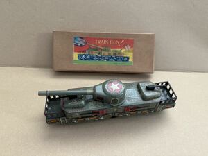 貴重　装甲列車　米澤玩具　ブリキ　ヨネザワ　当時物 箱付き（上蓋のみ）フリクション可動確認済み