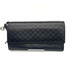 【1円～】グッチ GUCCI マイクログッチシマ 長財布 ブラック 黒 ゴールド金具 財布 サイフ グッチシマ 小銭入れ お札入れ レザー 6-1-366