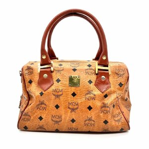 【1円～】エムシーエム MCM ヴィセトス ミニボストンバッグ ハンドバッグ ライトブラウン ブラック 手提げ 鞄 カバン メンズ レディース