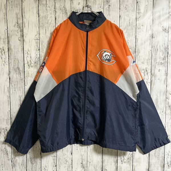 90's APEX ONE NFL BEARS ベアーズ ナイロンジャケット オレンジ ネイビー XL 90年代ヴィンテージ US古着 US古着 HTK2930