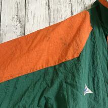 90's APEX ONE MIAMI マイアミ大学 ナイロンジャケット XL 緑 オレンジ 90年代ヴィンテージ 刺繍ロゴ US古着 アメカジ HTK2935_画像9