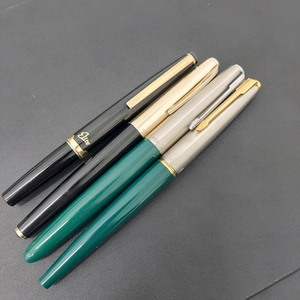 #522-A PILOT PARKER 万年筆 4点 まとめ　45 21 ELITE ペン先 18K 14K プレーン 筆記具 筆記未確認 パイロット パーカー など