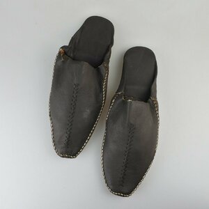 モロッコ製 メンズレザーサンダルスリッパ（屋内屋外兼用）ダークブラウン、ブラック／27～28cm／adam slippers／本革