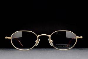 デッドストック CLUB WORKS CW25-332 GM 46-20 メガネ サングラス フレーム 彫金模様 日本製 ヴィンテージ 恵那眼鏡 ENA