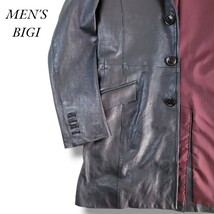 MEN'S BIGI/メンズビギ　レザーコート/ロングジャケット　羊革 ブラック 本革 シープスキン_画像6