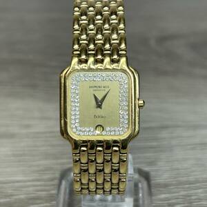 ●【YH-7859】中古現状品 RAYMOND WEIL レイモンドウィル 18K GOLD ゴールド色 レディース 腕時計 スクエア 不動【レターパックプラス可】