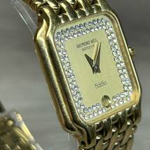 ●【YH-7859】中古現状品 RAYMOND WEIL レイモンドウィル 18K GOLD ゴールド色 レディース 腕時計 スクエア 不動【レターパックプラス可】_画像3