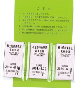 ♪東武鉄道　株主優待乗車証30枚１組　♪　