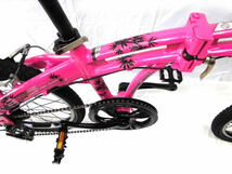 1円～【DOPPELGANGER】※ MTB 205 折り畳み自転車 SHIMANO 6速 20インチ ミニベロ 小径車 ピンク色 1060_画像5