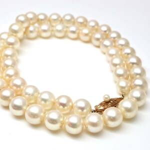 大珠!!◆K18 アコヤ本真珠ネックレス◆J 約47.5g 約46.5cm 7.5-8.5mm珠 真珠 パール pearl ジュエリーjewelry necklace EB3/EC8