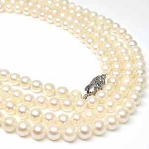 ◆アコヤ本真珠ロングネックレス◆J 約55.7g 約116.0cm 5.5mm珠 真珠 パール pearl ジュエリーjewelry necklace DC0/EB5