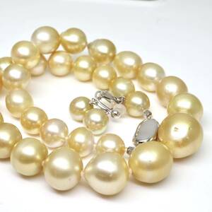 ◆ゴールデンパールネックレス&K14WGイヤリング◆J 約93.4g 約43.0cm 10.0-16.0mm珠 真珠 パール pearl ジュエリーjewelry necklaceEA7/EE0