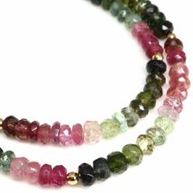 ◆K18 天然マルチカラートルマリンネックレス◆J◎ 約24.5g 約50.0cm tourmaline pearl ジュエリーjewelry necklace EA0/EB0_画像4