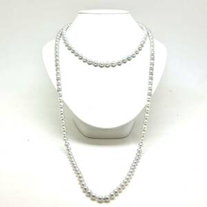 2way!!◆アコヤ本真珠ロングネックレス◆J 約90.3g 約92.5cm 47.0cm 7.0-7.5mm珠 真珠 パール pearl ジュエリーjewelry EB0/EC0