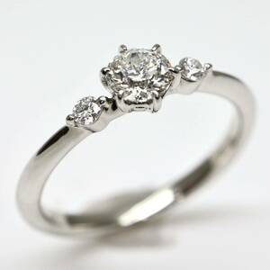 HOSHI no SUNA(星の砂)◆Pt950 天然ダイヤモンドリング◆J 約2.7g 8号 0.241ct 0.05ct diamond ジュエリー ring 指輪 EB0/EB0