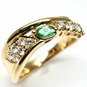 POLA jewelry(ポーラ)◆K18(750) 天然ダイヤモンド/天然エメラルドリング◆J 約6.7g 13号 ring 指輪 jewelry ジュエリー ring EE8/EF3