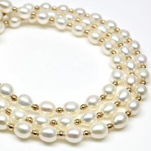 ◆K18 本真珠ネックレス◆J 約12.1g 約52.5cm 4.5mm珠 真珠 パール pearl ジュエリーjewelry necklace DE0/EA0