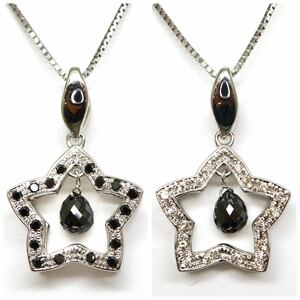 2way!!◆K18WG天然ダイヤモンド/天然ブラックダイヤモンドネックレス◆J 約3.2g 約45.5cm diamondジュエリーnecklace EB8/EB8