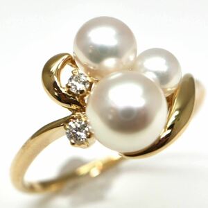 MIKIMOTO(ミキモト)◆K18天然ダイヤモンド/アコヤ本真珠リング◆J 約2.3g 10号 diamond パール pearlジュエリーring指輪 EA5/EA5