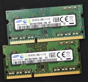 4GB (2GB 2枚組) PC3L-12800S DDR3L-1600 S.O.DIMM 204pin 1Rx8 (8chip) 1.35V 低電圧対応 (1.5V対応) Samsung 2G 4G (管:SA4200 x6s
