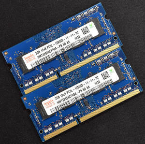 4GB (2GB 2枚組) PC3L-12800S DDR3L-1600 S.O.DIMM 204pin 1Rx8 (8chip) 1.35V 低電圧対応 (1.5V対応) HYNIX 2G 4G (管:SB0012 x4s