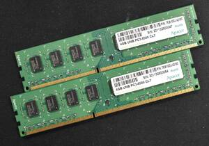 ジャンク品 4GB 2枚 PC3-8500 PC-8500U DDR3-1066 2Rx8 Apacer (POSTしません) (管:SA5632