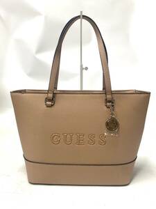 未使用品 GUESS ゲス ハンドバッグ トートバッグ 肩掛け レディース ベージュ タグ付き シルバー金具 yt102509