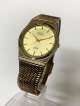 美品 シチズン CITIZEN EXCEED エクシード 腕時計 クォーツ メンズ ゴールド文字盤 未稼働 ラウンドフェイス mt120801_画像1