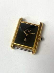 Cartier カルティエ マスト タンク アメリカン 725 刻印 レディース 腕時計 手巻き ゴールド 黒文字盤 フェイスのみ 稼働 yt010801