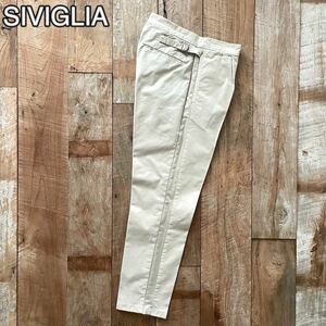 【美品】SIVIGLIA シビック サイドアジャスター テーパード コットン スラックス パンツ 31 ライトベージュ ストラスブルゴ取扱