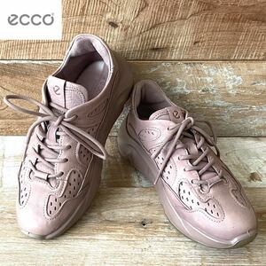 【極美品】ecco エコー パンチング レザー スニーカー 36 ピンク 22.5cm ユナイテッドアローズ 取扱