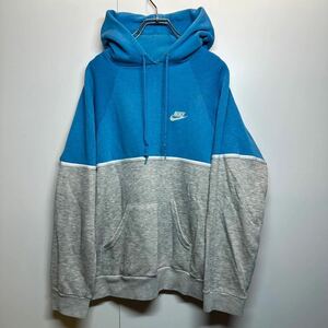 【L】80s NIKE vintage hoodie blue gray ナイキ パーカー ブルー グレー スエット フーディー 長袖 T59