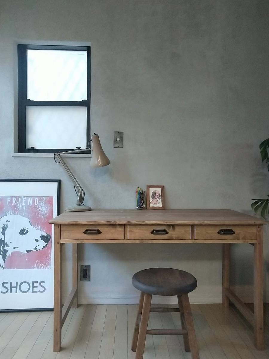 ○Banco de trabajo/mesa para máquina de coser de estilo antiguo con 3 cajones/nogal W120○, trabajos hechos a mano, muebles, Silla, mesa, escritorio