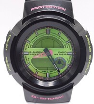 【R1-365】 美品 CASIO G-SHOCK AW-582SC-1ADR 海外モデル デジアナ クレイジーカラーズ イエローグリーン メンズ 腕時計 箱付き_画像2