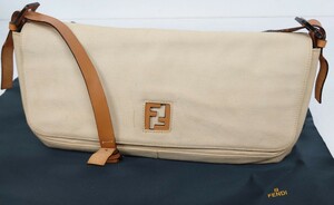 【B03-041】 FENDI ショルダーバッグ フェンディ 091613 5002 FF ロゴ ハンドバッグ 斜め掛け ベージュ×ブラウン ブランド カバン