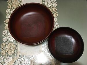 未使用品 漆器 菓子器 天然木 菓子鉢 大小 2個セット