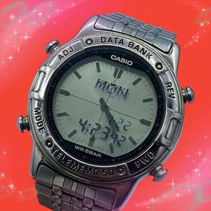 《稼働品》　カシオ　CASIO　メンズ腕時計　クオーツ　アナデジ　防水　データバンク　テレメモ50　ツインセプト　TWINCEPT　ABX-600
