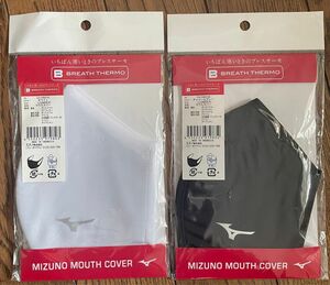 【新品】ミズノ(mizuno) ブレスサーモマウスカバー(ホワイト&チャコールグレー/いずれもLサイズ) 2個セット