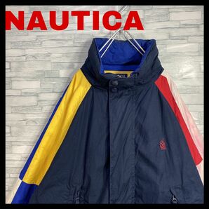 90s NAUTICA ノーティカ　刺繍ロゴ　リバーシブルジャケット　古着　ナイロンジャケット　ブルゾン　Mサイズ