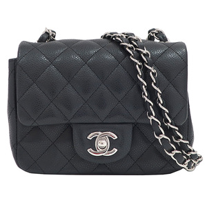 【栄】シャネル CHANEL バッグ ミニマトラッセ A35200 ココマーク キャビアスキン BK/SV金具 女性 20番台 保証書 袋