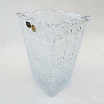 【天白】1円～ ボヘミアクリスタル 花瓶 ボヘミアグラス BOHEMIA フラワーベース クリスタル カットガラス 高さ20cm T2401-05-007618hm_画像2