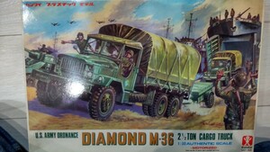 美品　顔付きバンダイ　1/30 米陸軍　ダイアモンドM36 2 1/2トンカーゴトラック　箱絵が素晴らしい!