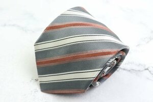  Hugo Boss brand necktie stripe pattern glate silk Italy made men's gray HUGO BOSS