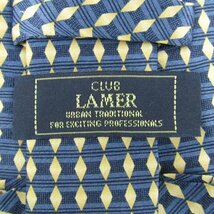 クラブラメール ブランド ネクタイ ボーダー柄 ダイヤ柄 シルク メンズ ネイビー CLUB LAMER_画像4