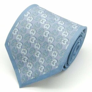 【良品】 ミラショーン mila schon 小紋柄 シルク 総柄 イタリア製 メンズ ネクタイ ブルー