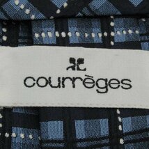 【良品】 クレージュ courreges 格子柄 シルク ドット柄 ライン柄 メンズ ネクタイ ネイビー_画像4