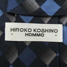 【良品】 ヒロココシノ HIROKO KOSHINO チェック柄 シルク 小紋柄 メンズ ネクタイ グレー_画像4