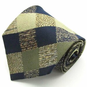 [ superior article ] Issey Miyake ISSEY MIYAKE check pattern silk made in Japan total pattern brand men's necktie navy 