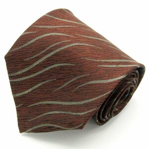  Issey Miyake ISSEY MIYAKE line pattern silk total pattern made in Japan men's necktie Brown 